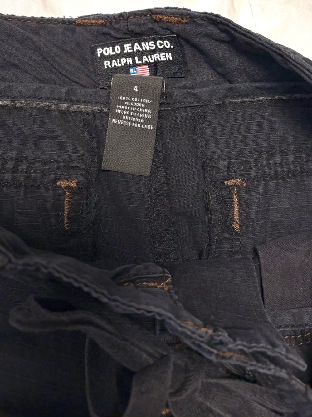 Polo Ralph Lauren Jeans Low Rise Cargo Bermuda Shorts Black Utility Women's 4 - Picture 2 of 11